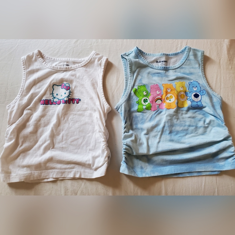 Old Navy 2 Cinch Side Character Tanks Hello Kitty/Care Bears Girls M (8)
